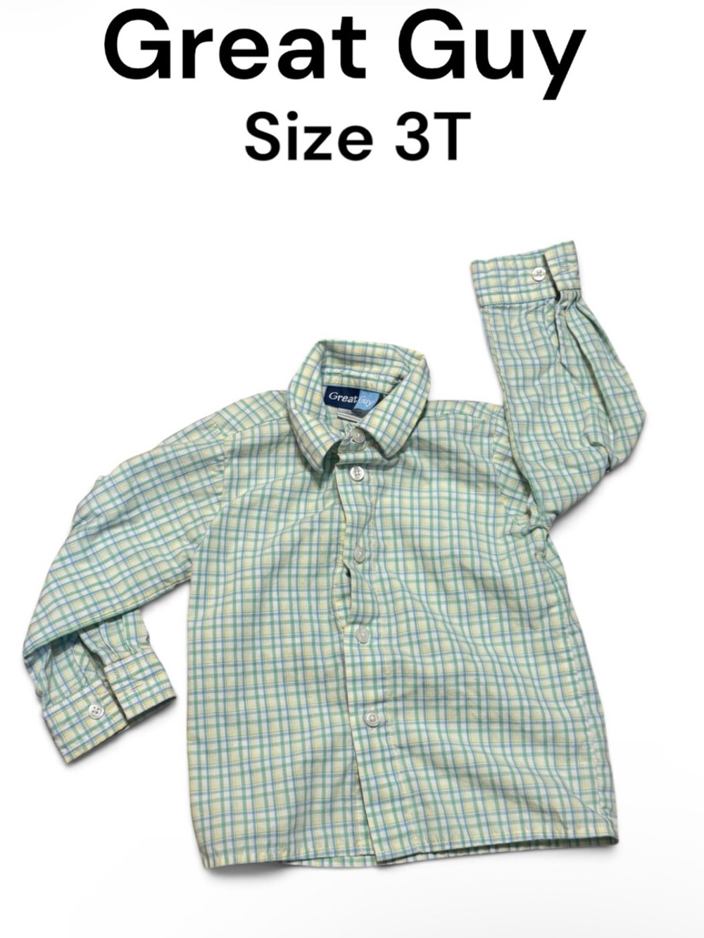 Great Guy Boys' Green Plaid Button-Down Shirt - Size 3T